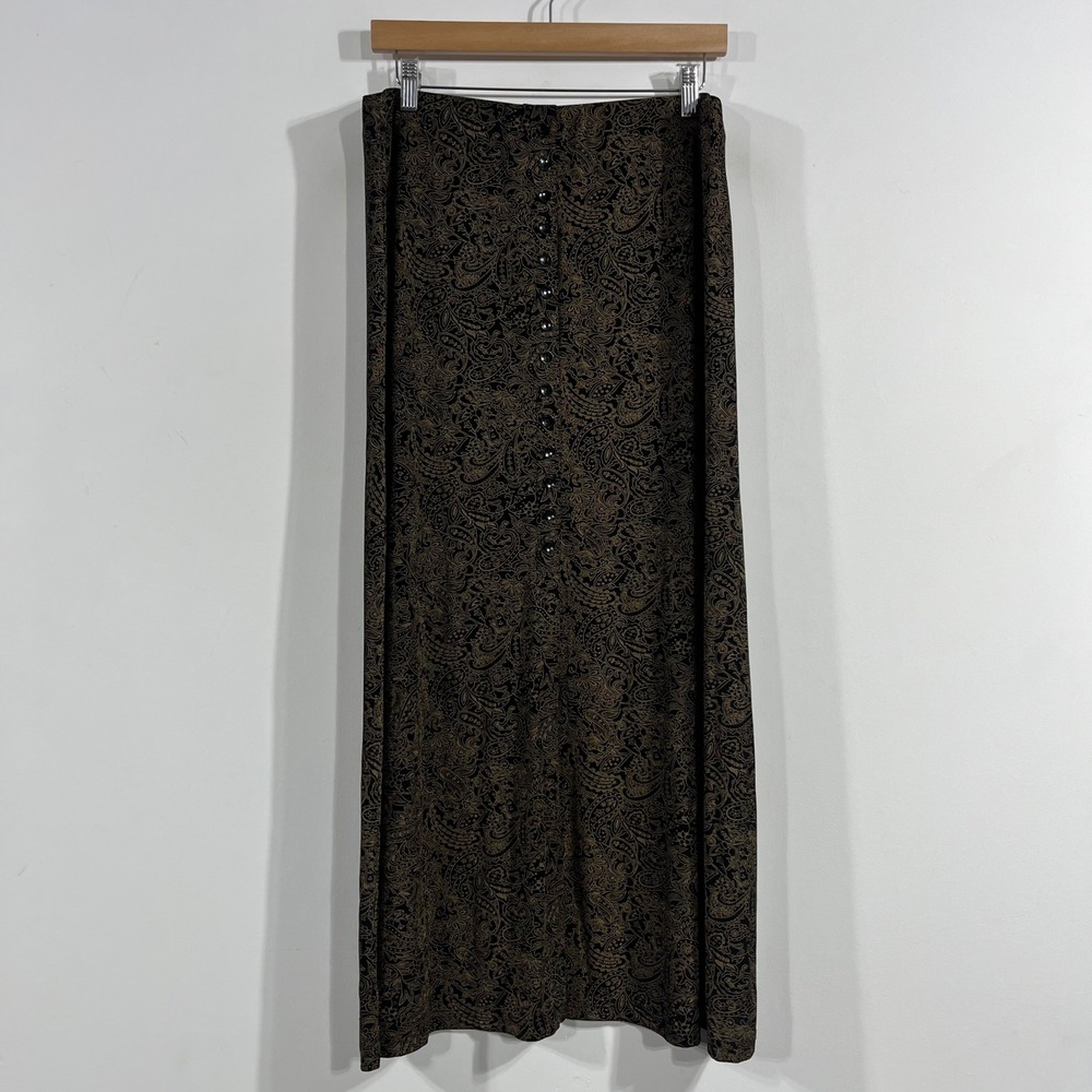 VTG 90s Fairy Grunge Dark Cottagecore Dark Floral Women 16 Maxi Skirt Whimsigoth